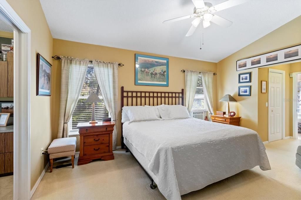 Master bedroom with cathedral ceiling