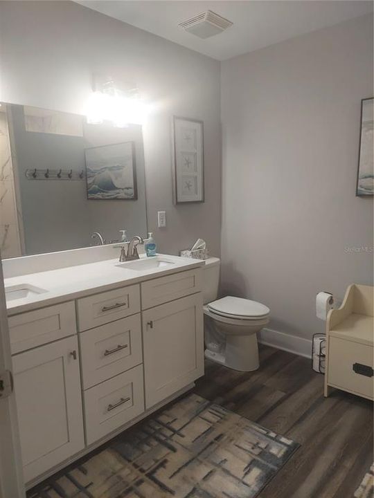 Primary bathroom with dual sinks
