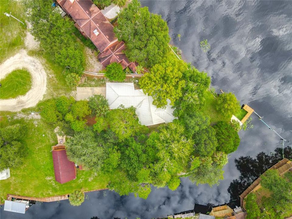 Aerial top view of property - summer