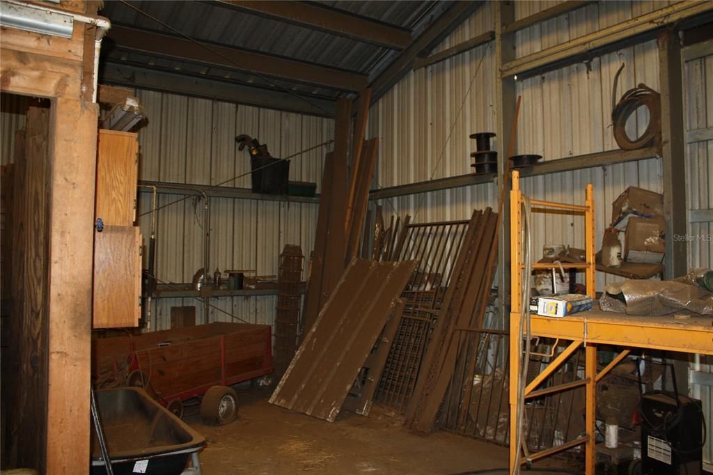 storage area at the back of the barn