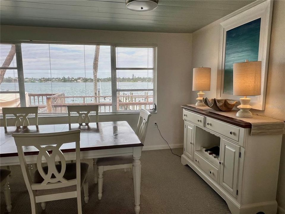 Dining room has panoramic bay view.