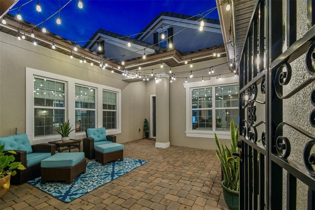 Courtyard at twilight