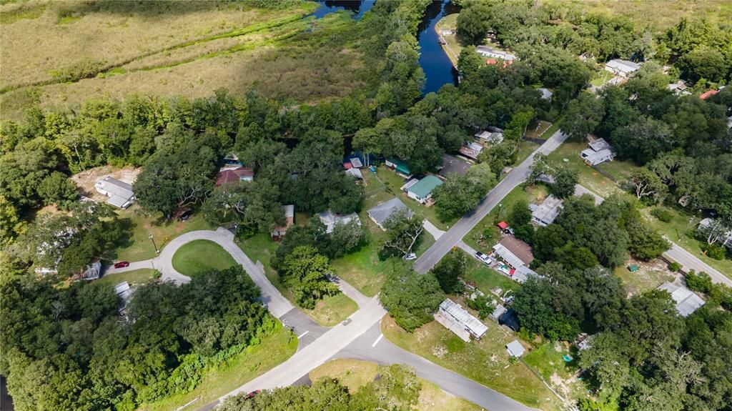 Aerial view of home with an aerial view of the canal!