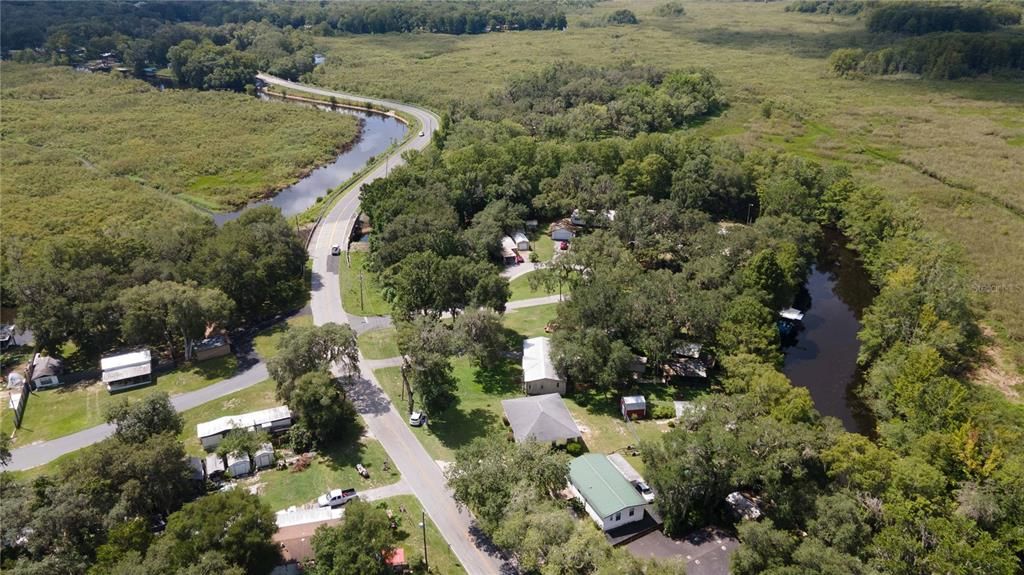 Aerial view of home with an aerial view of the canal!