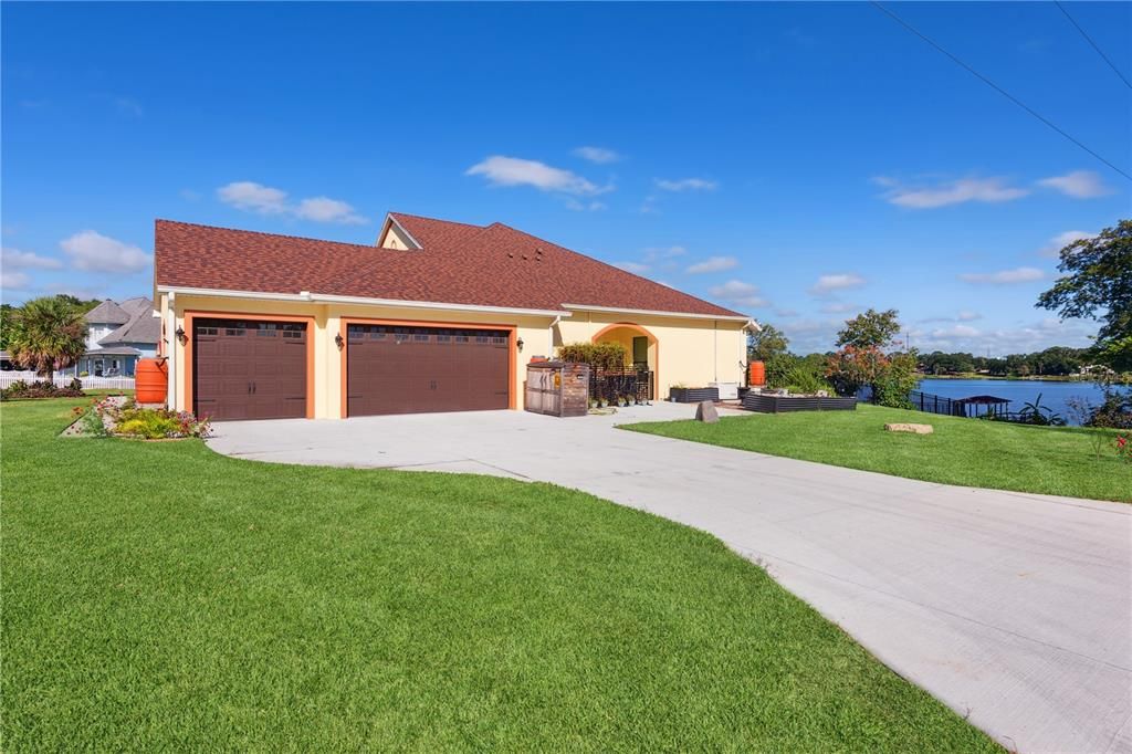 3 Car Garage and side Courtyard