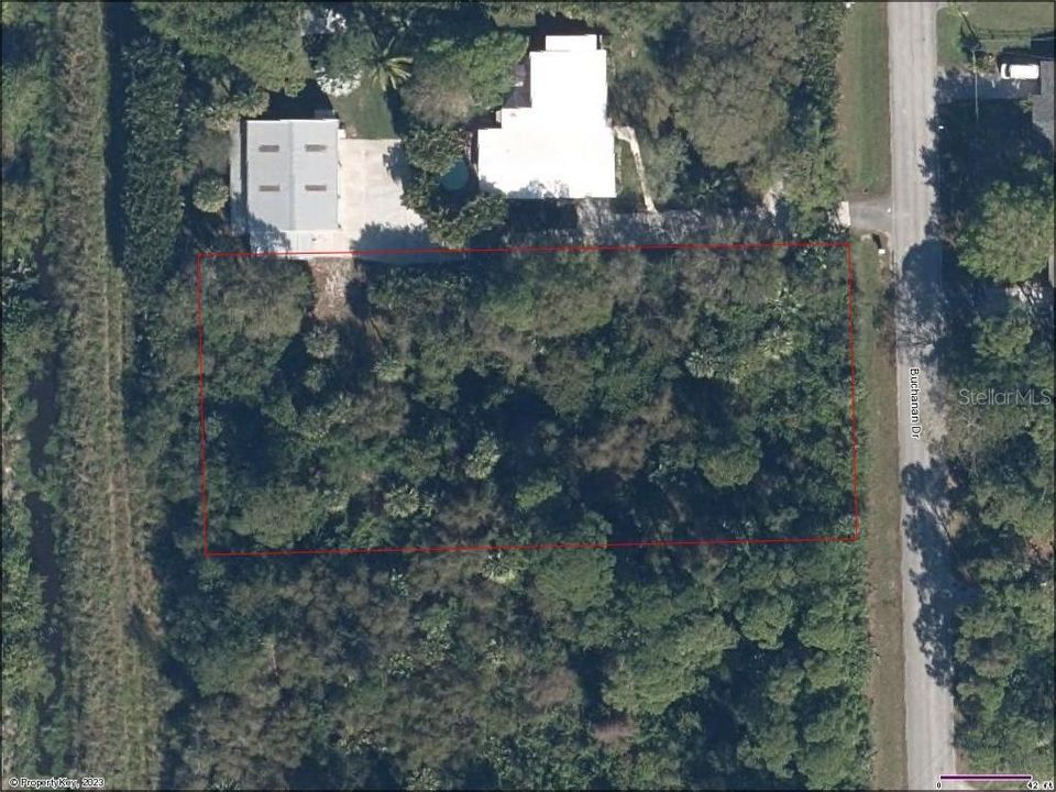 Aerial View - 135' of Road Frontage on Buchanan Dr