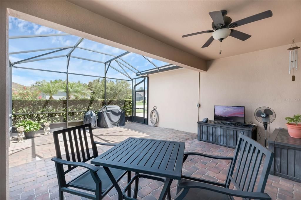 Covered patio area and newer full patio area and screened lanai added!