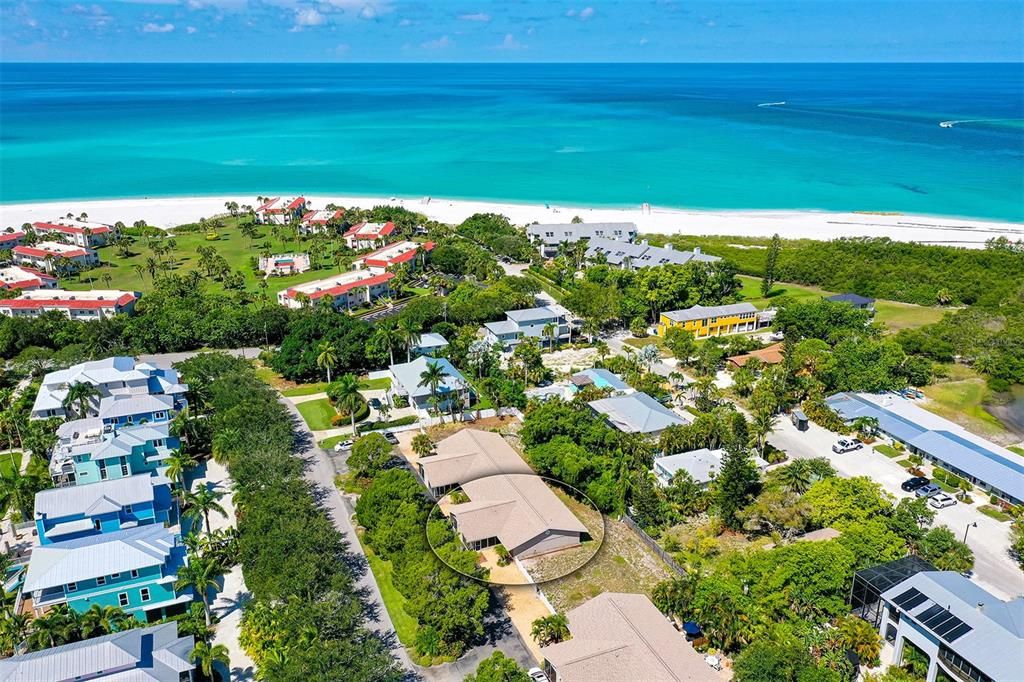 Ariel view of Unit #7 to the beach.