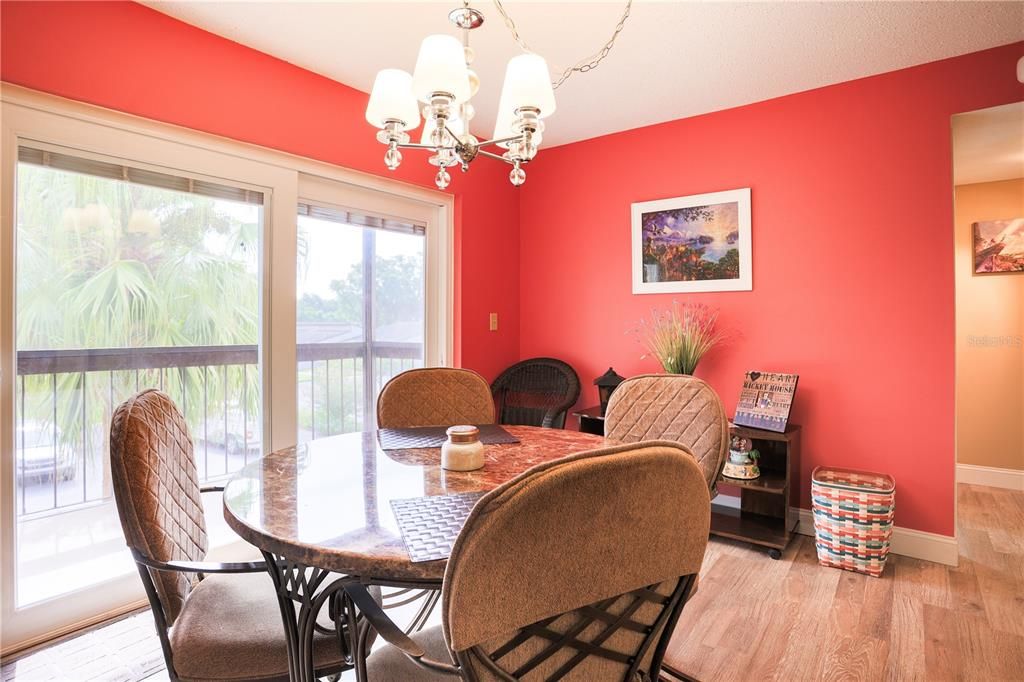 Dining area overlooking porch