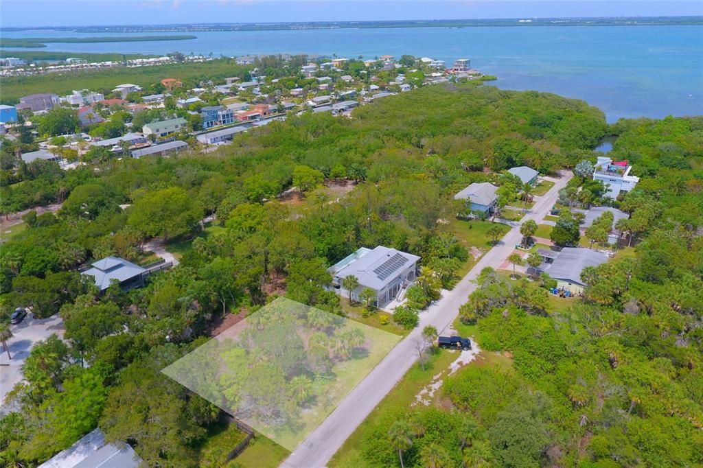 Property is on the north side of Gulf Bay. Photo shows Sarasota Bay. Durante Park is behind 561 Gulf Bay Rd.