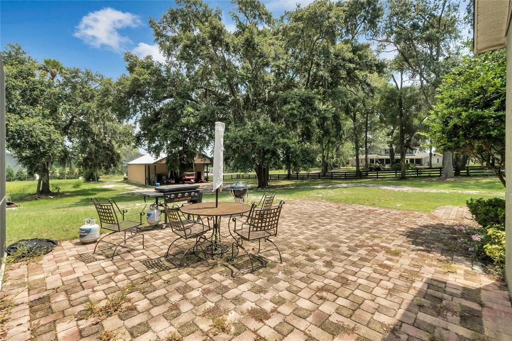 Large area for BBQ or adding an outdoor kitchen.