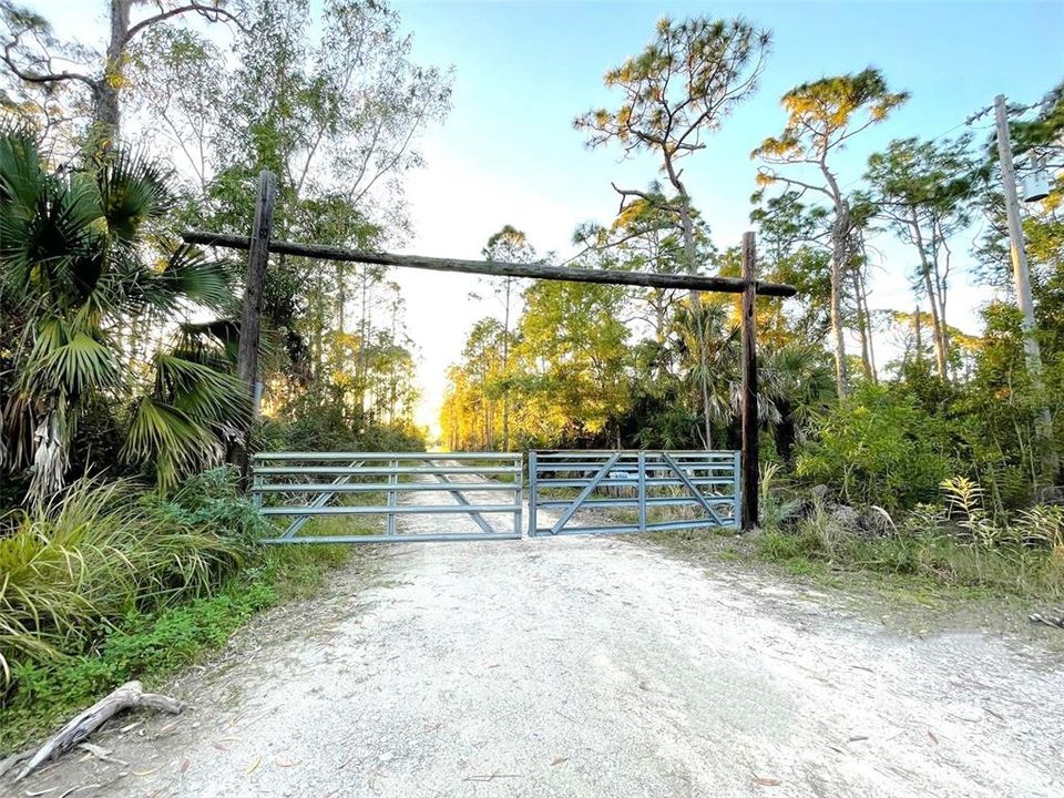 Locked gate going into the property