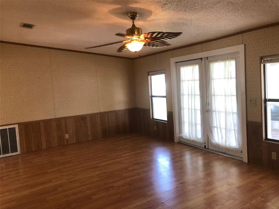 Family Room and French Doors to back porch