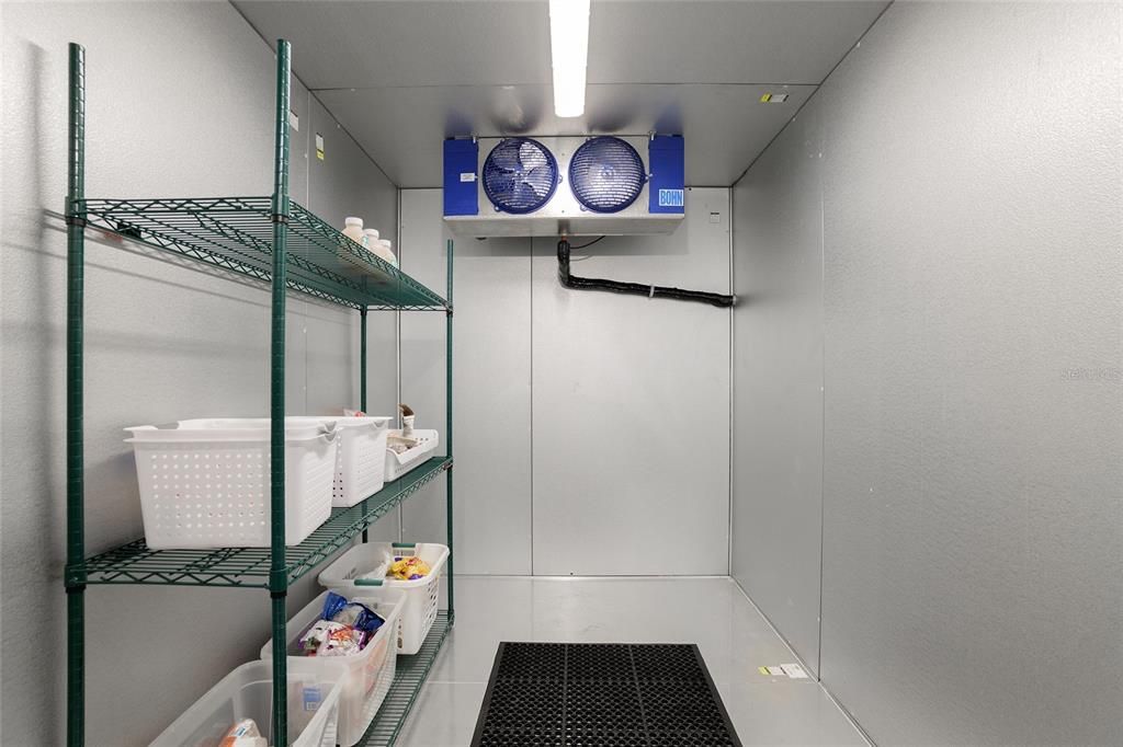 Commercial freezer in retrofitted metal container