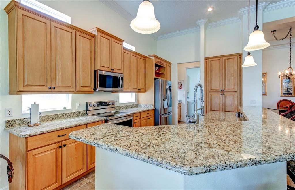 Plenty of Lighting in this Kitchen. Please Note the Windows Under and Over the Tall Cabinets. 12' Celings