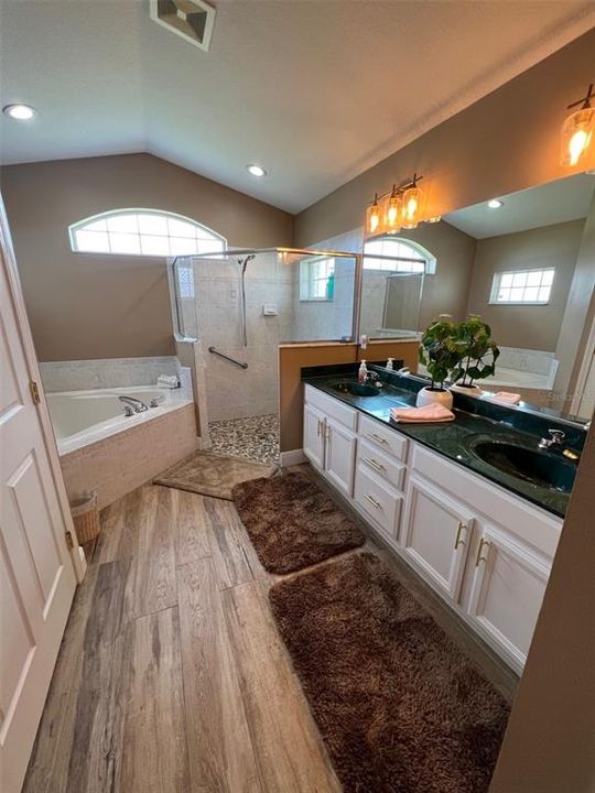 Master Bath with walk in shower and jacuzzi tub