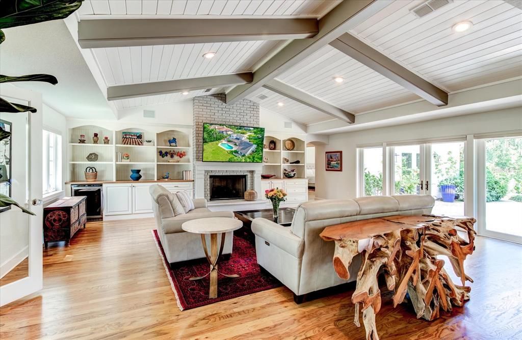 Beautiful wood and beam accented ceilings.