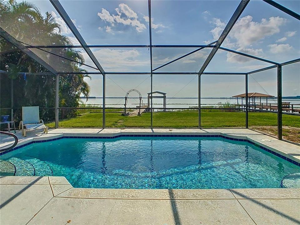 Sparkling pool overlooking Lake Reedy.