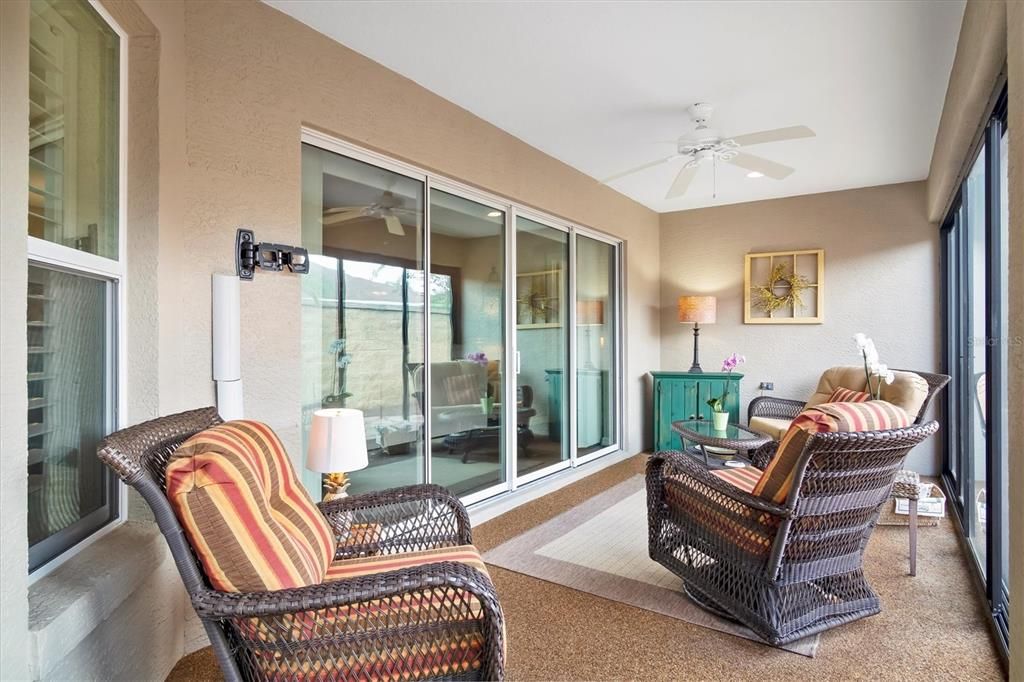 SPACIOUS LANAI WITH CHATAHOOCHEE RIVER ROCK FLOORING