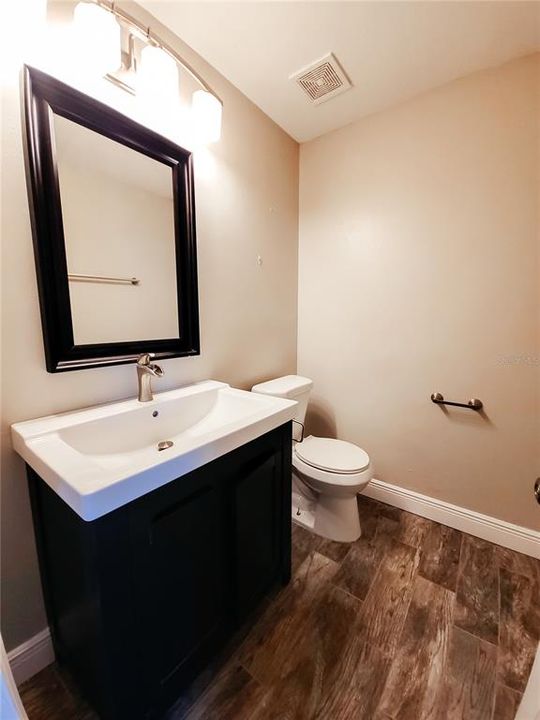 Interior Half Bath for Guests with new vanity, fixtures, all NEW!!!