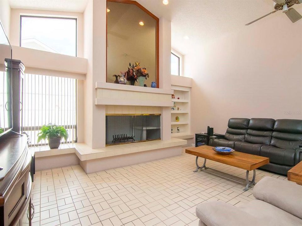 Family Room with two ceiling Fans