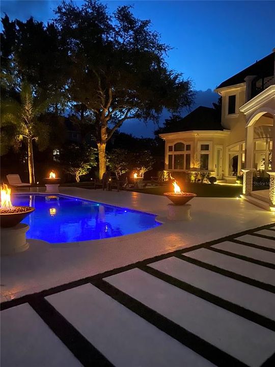Hard Scape and Artificial Turf with Fire Pit