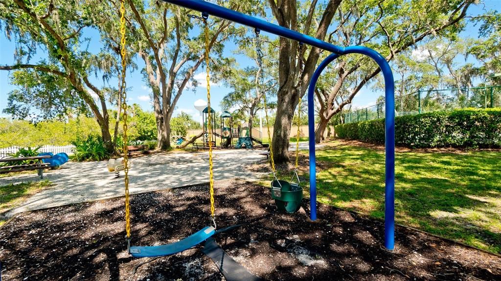 Playground area even has a swing for toddlers.