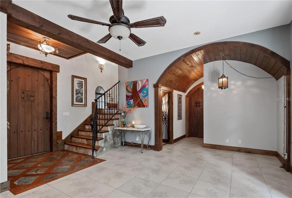 Front entry with wine cellar