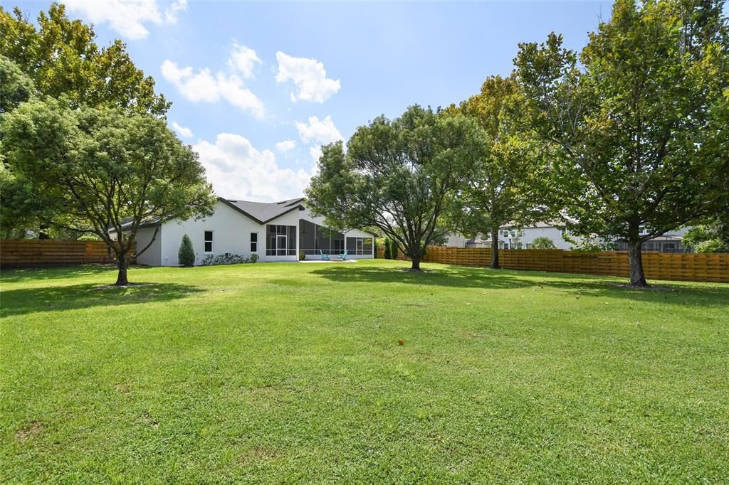 Fully fenced in backyard