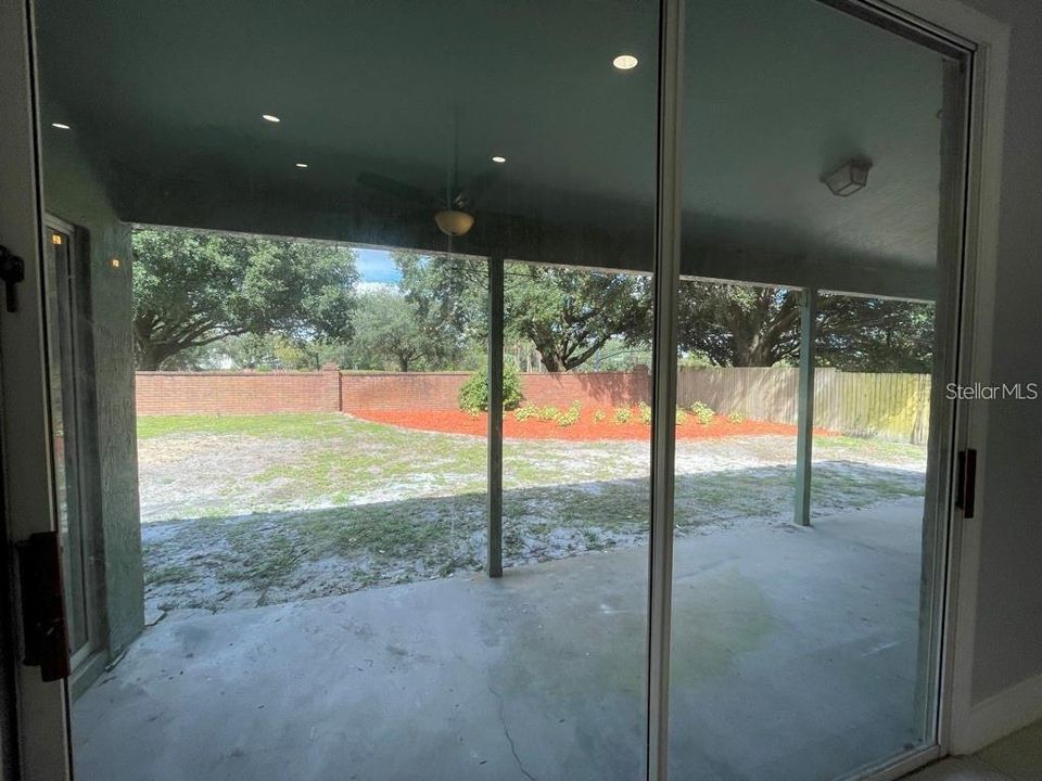 View of backyard from Family room