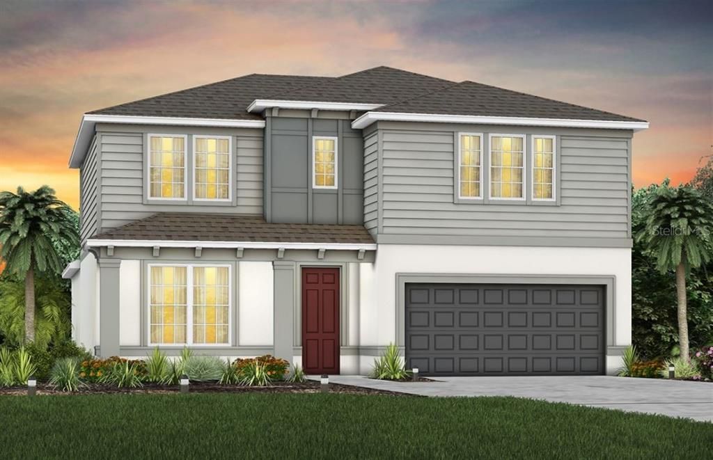 Winthrop Florida Mediterranean Exterior Design. Artistic rendering for this new construction home. Pictures are for illustrative purposes only. Elevations, colors and options may vary.