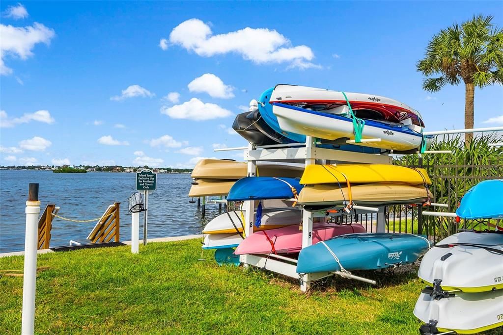 Kayak storage on east side of the East Tower