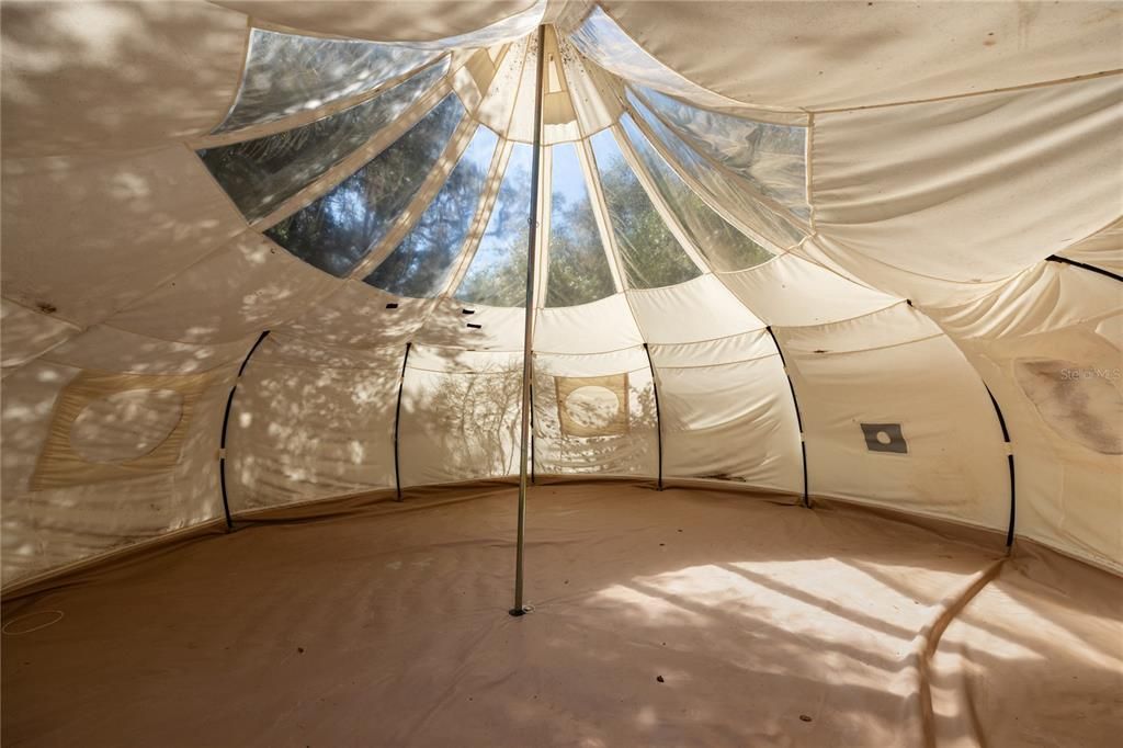 Inside the bell tent