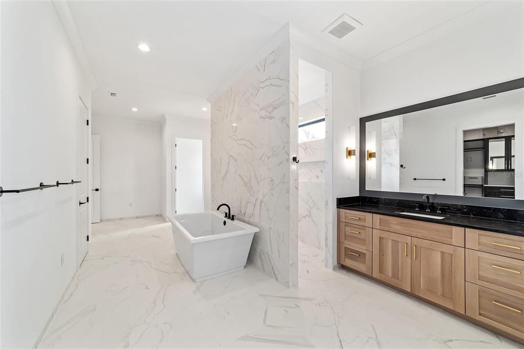 SECOND OF TWO EXPANSIVE VANITIES IN OWNER'S BATH