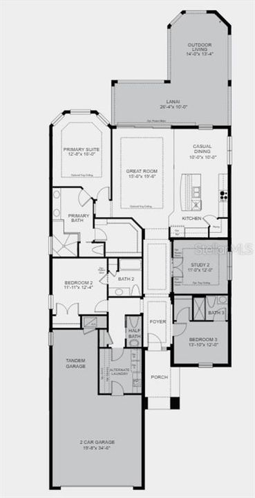 Structural options include: Tandem garage, 10" ceiling height, tray ceilings, study with pocket doors in place of dining, bed 3 in place of flex, pocket sliding door at nook, covered outdoor living, fireplace rough in, laundry sink, and outdoor kitchen rough in