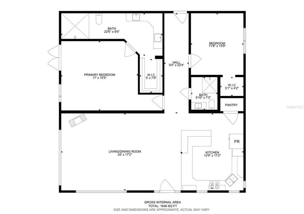 Floor plan with room measurements.