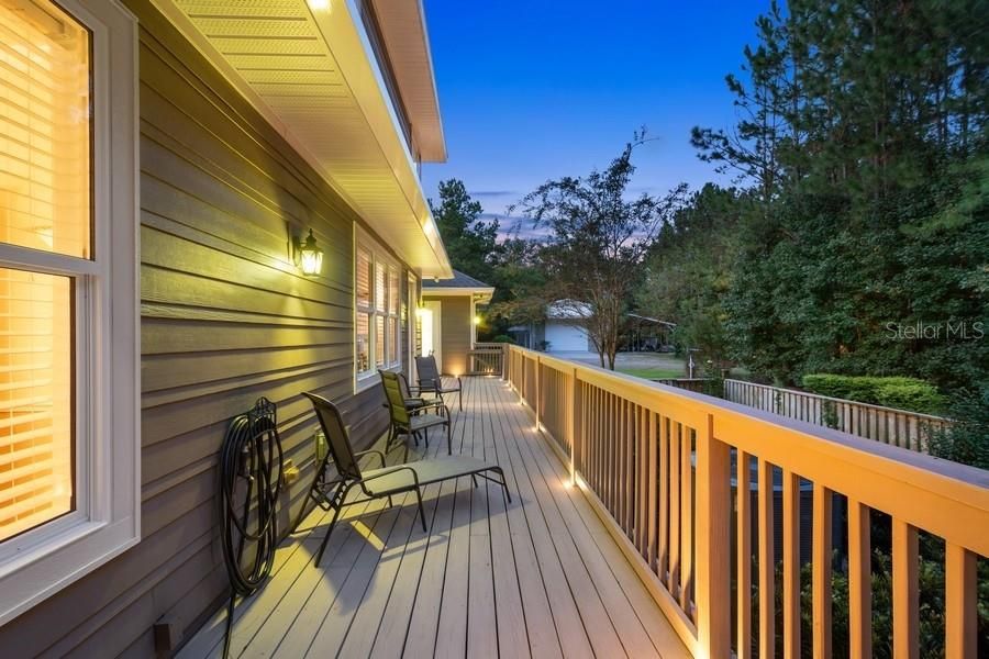 Wooden walkway to open patio