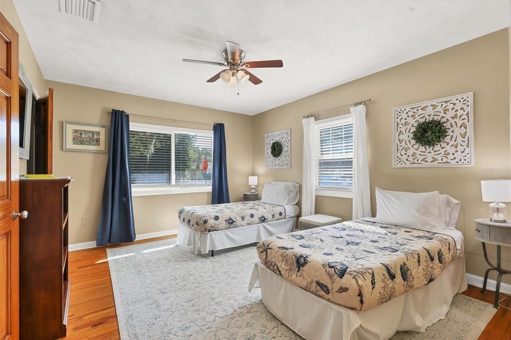 Large second bedroom with two closets