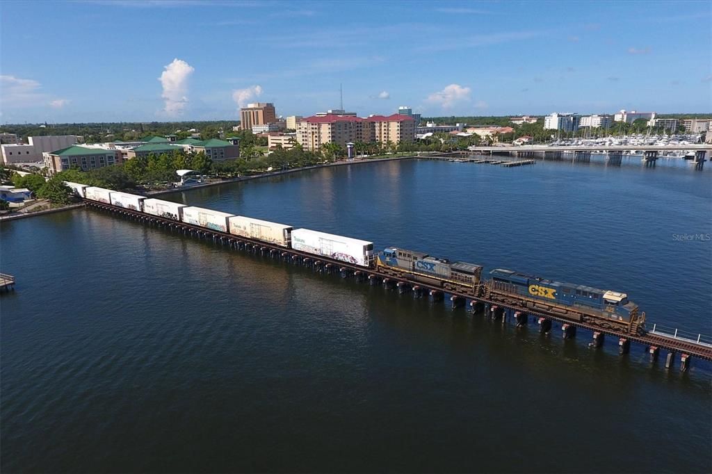 Train trestle across Manatee River