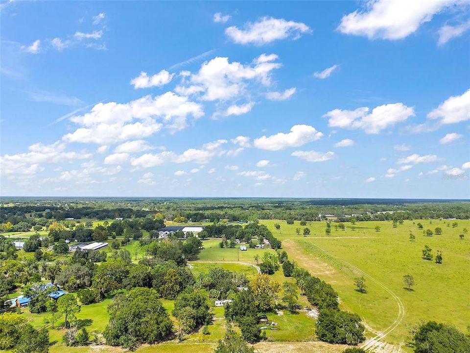 Aerial view from the back of the property facing North.