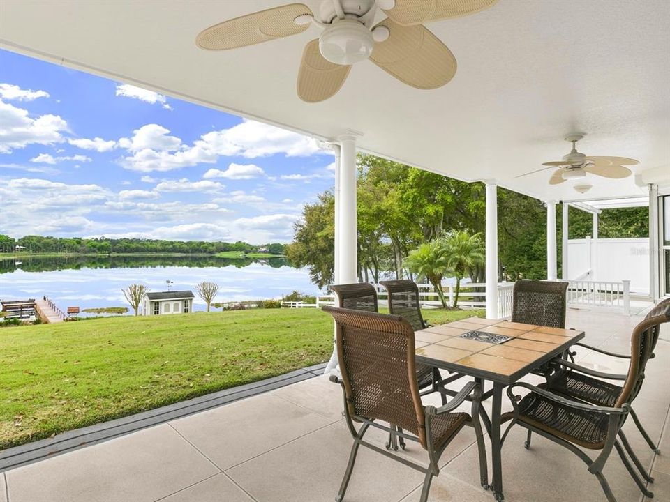 Covered lanai overlooking the lake