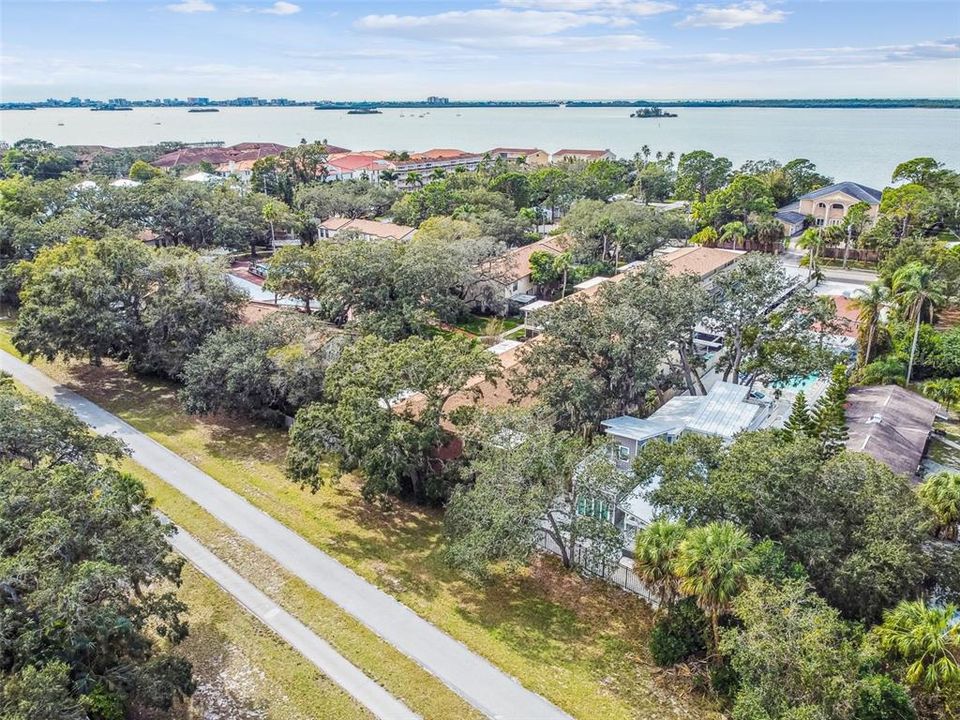 Aerial View from Pinellas Trail showing Clearwater Beach in top left of pic