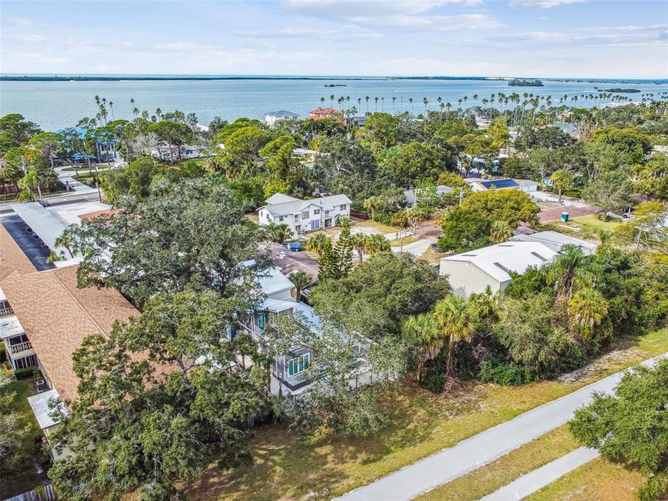 Aerial view showing Dunedin Causeway in top right of pic