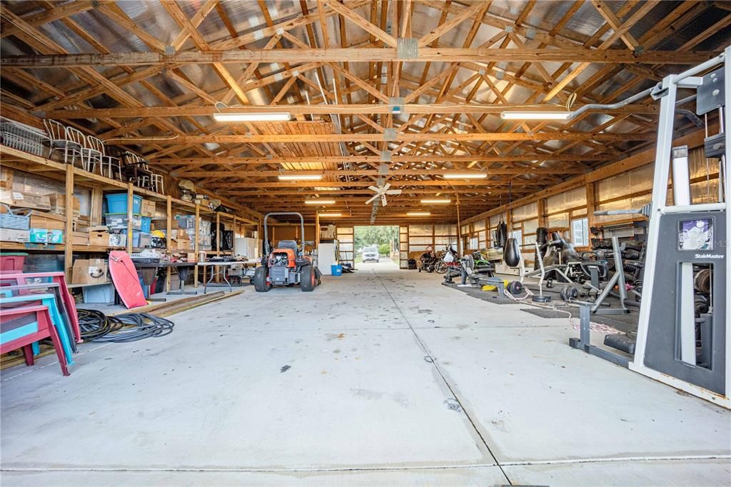 Explore the vast potential of this generously spacious barn shed interior