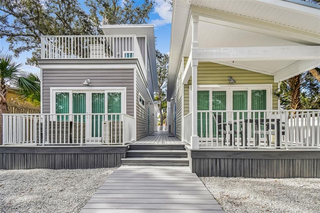 Coastal Tiny Home on Right (Rustic Tiny Home on Left)