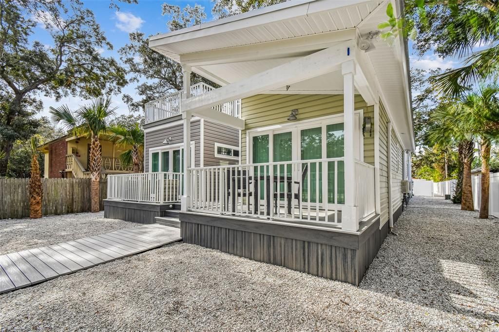 Coastal Tiny Home Front Porch Overlooking Pinellas Trail