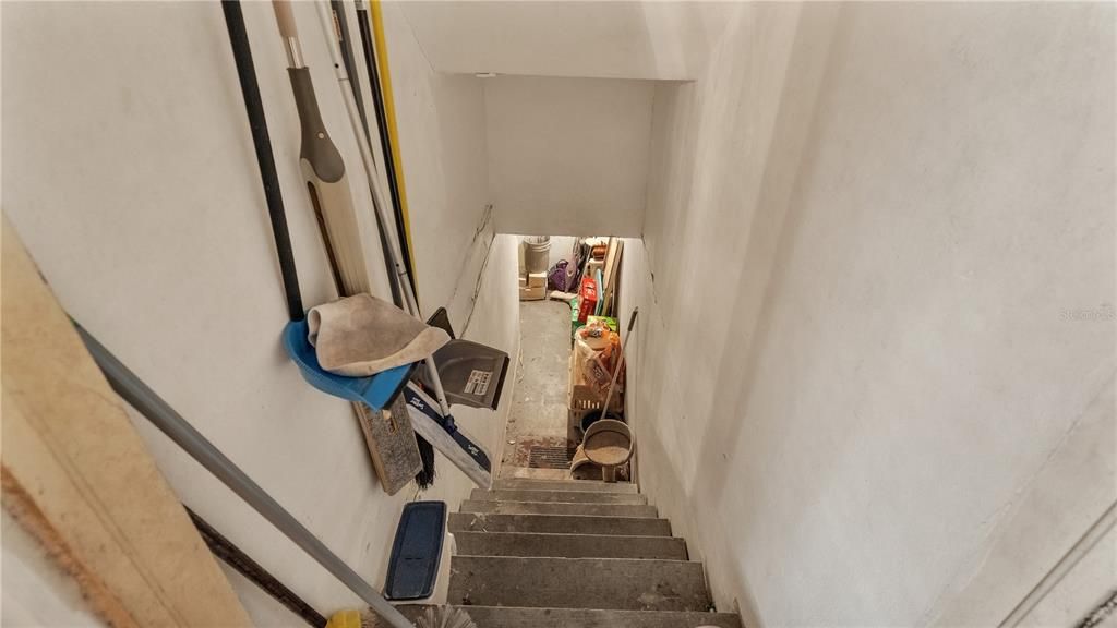 looking down into basement