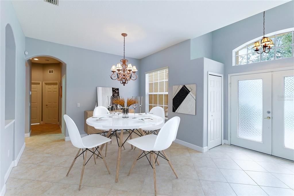 Formal dining room virtually staged photo