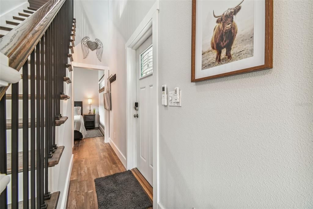 Hallway to bathroom & master bedroom