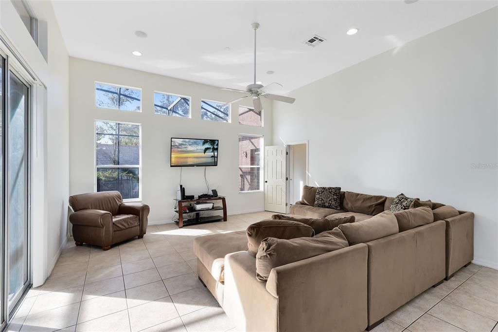 Family Room with Entry to Bedrooms & Bathroom